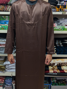 Original Saudi Dark Brown Full Sleeves Thobe – 60M Fabric